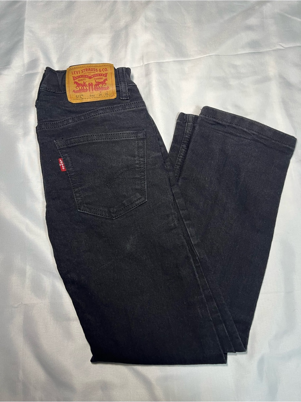 Levi’s 511 Boys Slim Stretch Jeans Black Denim‎ Size 8 Adjustable Waist